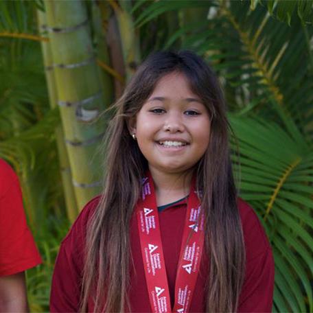 Smiling young hawaiian boy and girl