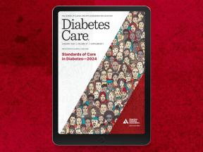 diabetes care standards of care in diabetes 2024 cover on laptop