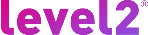 Pink and purple level 2 corporate logo