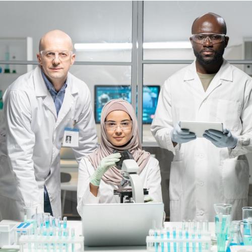 Three scientists in lab